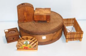 Group of Various Wooden Boxes, Napkin Holders & Wooden Knife Holder