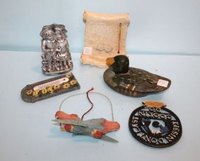 Boy and Girl Figurine, Duck Candle & Two Thermometers