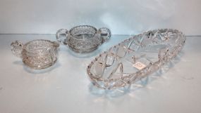 Cut Glass Relish & Creamer/Sugar