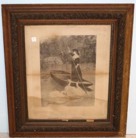 Lady of the Lake Steel Engraving in Carved Frame