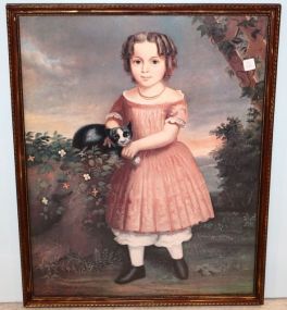 Print of Young Girl with Cat
