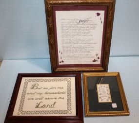 Religious Needlework, Thoreau Print & Calligraphy