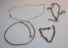 Italian .925 Chain, .925 Bracelet with Green Glass, .925 Necklace & Mesh .925 Choker Necklace