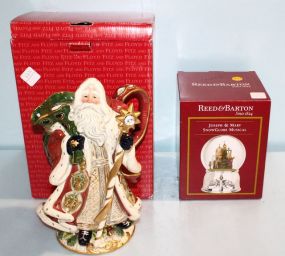 Reed and Barton Snow globe & Fitz and Floyd Santa Teapot