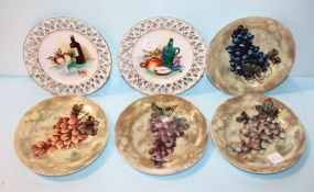 Four Godinger Grape Dessert Plates & Two Hand painted Plates