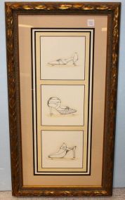 Print of Three Shoes in Gold Frame