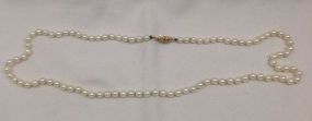 One Even Single Strand Pearl Necklace 18.5" Princess Length