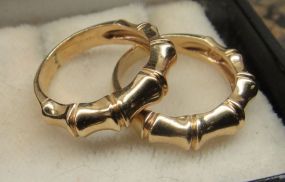Pair of Matching 14KT Yellow Gold Lady's Cast Fancy Bands