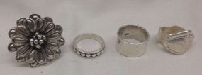 Four Sterling Silver Lady's Rings