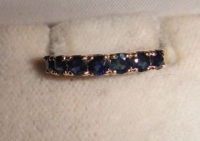 One Stamped 14KT Yellow Gold Lady's Cast Sapphire Anniversary Bands