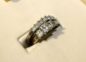 Ladies 14K White Gold Engagement Ring and Ladies White Gold Diamond Band