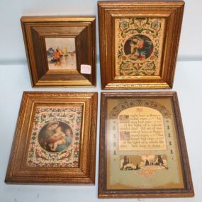 Small Oil on Canvas of Boats, Two Mother/Child Prints, 1940's Poem