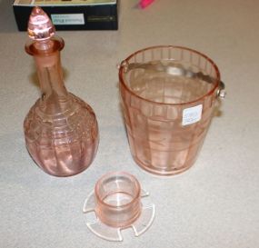 Pink Depression Glass, Ice Bucket & Decanter