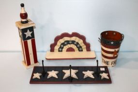 Painted Bird House, Painted Patriotic Pad, Shelf & Hat Rack