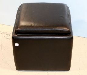 Black Faur Leather Footstool