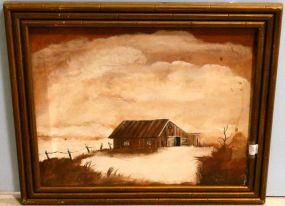 Oil Painting of Barn