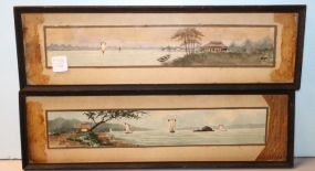 Two Vintage Watercolors Signed with Initials NM & BK