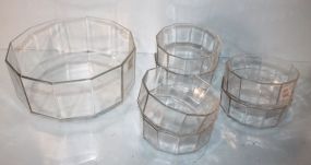 Clear Glass Salad Bowl & Six Smaller Bowls