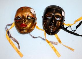 Two Brass Mardi Gras Masks