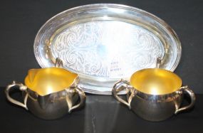 Oneida Silverplate Sugar/ Creamer and Oval Tray