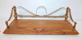 Oak and Brass Hanging Shelf