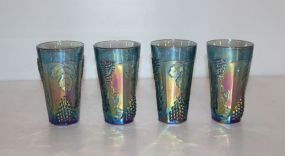 Four Blue Carnival Tea Glasses