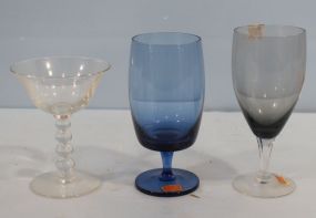 Swirl Stem Champaigne Glass, Fostoria "Debutante" Glass, Blue Reizart Gorham Glass