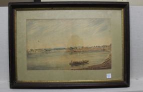 Artwork of Two Young Men on Boat