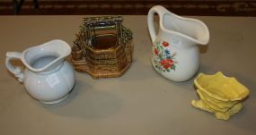 McCoy Pitcher, McCoy Wishing Well, McCoy Painted Pitcher, and Shell Shape Pot