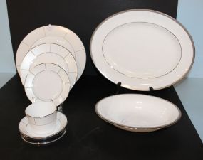 Wedgewood "Madrid" Platter and Open Vegetable, Wedgewood "Shagreen" Dinner Plate, Salad Plate, Bread/ Butter, Cup/ Saucer