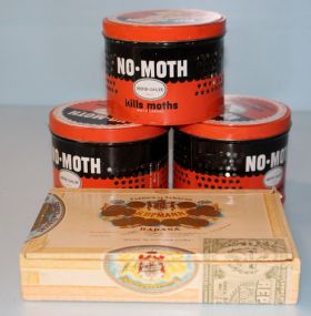 Three No Moth Cans, Cigar Box