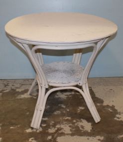 Round Wood and Wicker Table