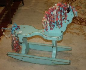 "Shabby Chic" Painted Wood Rocking Horse with Chenille Hair