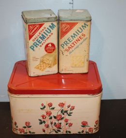 Tin Bread Box and Two Saltine Boxes