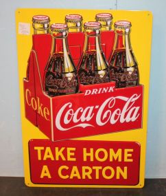 Reproduction Tin Coke Sign 11 1/2" w., 17" h.