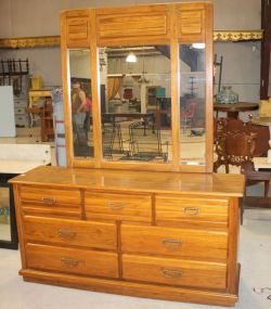 Seven Drawer Oak Dresser Matches lot #128, 130, and 131; 62" w., 17 1/2" d., 77" h.
