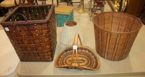 Two Lamp Shades and Three Baskets