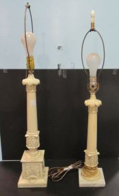 Two Column Shaped Lamps 33" h.