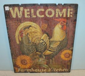 Wood Hanging Welcome Farmhouse Kitchen Sign 19 1/2" w., 24" h.