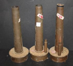 Three Brass Military Shells