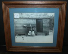 Woman and Children in Front of Sharecropper Shack 14" w., 12" h.