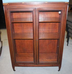 Edwardian Style Inlaid Bookcase Needs repair; 38" w., 14" d., 53" h.