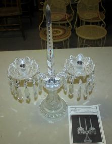 Signed Waterford Two Arm Candelabra 20" h., 13 1/2" w.
