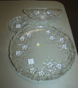 Large Glass Round Tray, Relish Dish, Shell Dish Round dish 12 1/2" dia.
