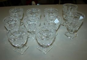 Eight Small Footed Glasses Six are 4 1/2" h., two are 5 1/2" h.