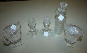 Pair of Candlesticks, Creamer / Sugar, Cruet Candlesticks 4" h.