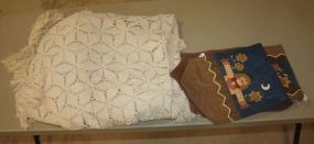 Crochet Bedspread, Runner, Two Mats
