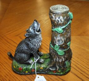 Reproduction Cast Iron Wolf Bank 7 1/2" h.