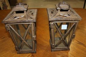 Pair of Reproduction Cast Iron Lanterns 6" sq., 11" h.