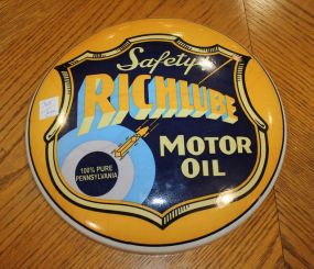 Reproduction Richlube Metal Button Sign 12" dia.